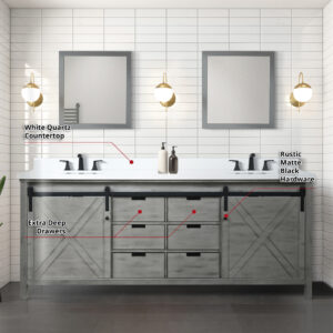 Marsyas 84W x 22D Ash Grey Double Bath Vanity and 34Mirrors