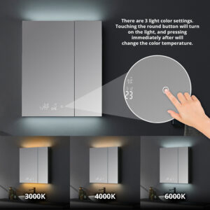 Savera 36 W x 32 H Recessed or Surface-Mount LED Mirror Medicine Cabinet with Defogger