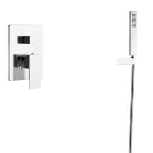 Monte Celo 1-Spray Tub and Shower Faucet Combo with Square Showerhead and Handheld Shower Wand in Chrome