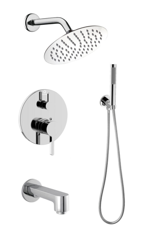 Salamonio 1-Spray Tub and Shower Faucet Combo with Round Showerhead and Handheld Shower Wand in Chrome