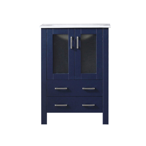 Volez 24W x 18.25D Navy Blue Bath Vanity and White Ceramic Top