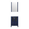 Volez 24W x 18.25D Navy Blue Bath Vanity, White Ceramic Top, and 22Mirror