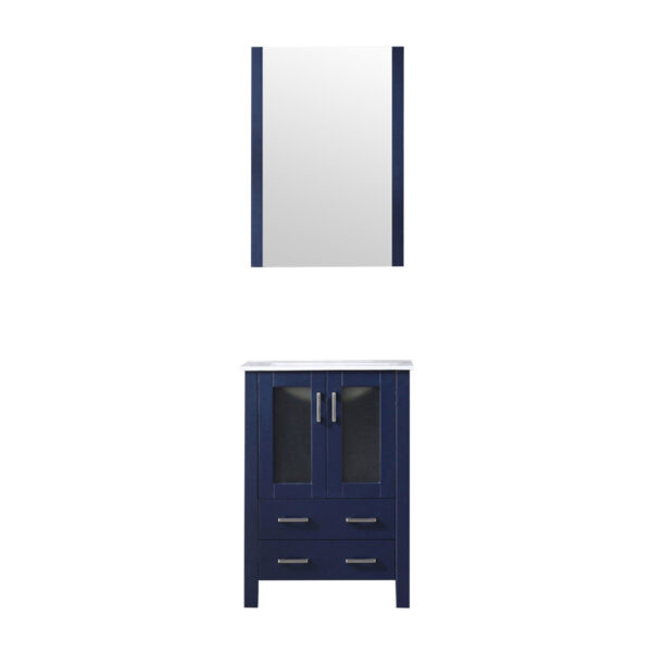 Volez 24W x 18.25D Navy Blue Bath Vanity, White Ceramic Top, and 22Mirror