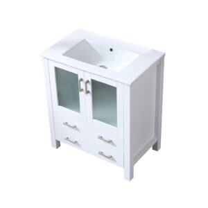 Volez 30W x 18.25D White Bath Vanity and White Ceramic Top