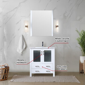 Volez 30W x 18.25D White Bath Vanity