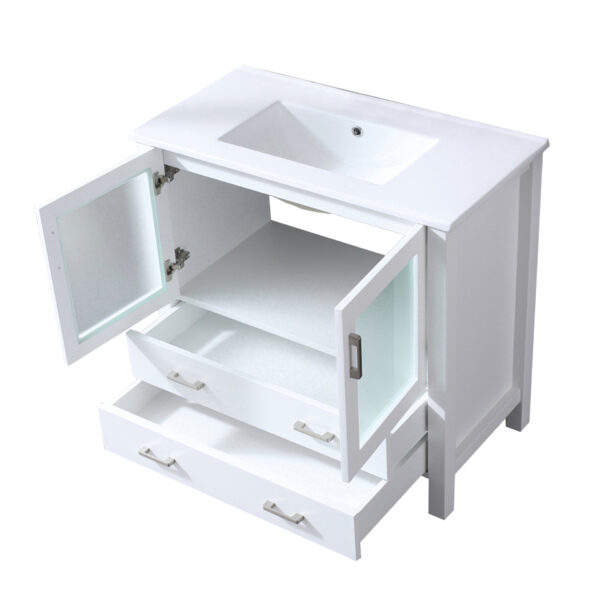 Volez 36W x 18.25D White Bath Vanity and White Ceramic Top