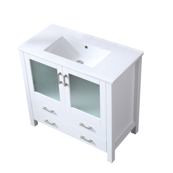 Volez 36W x 18.25D White Bath Vanity and White Ceramic Top