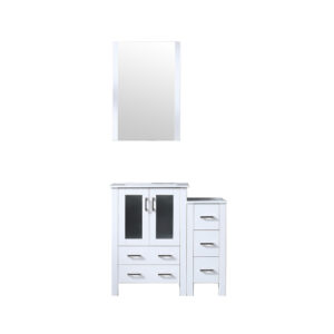 Volez 36W x 18.25D White Bath Vanity with Side Cabinet and 22Mirror