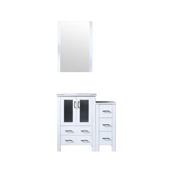 Volez 36W x 18.25D White Bath Vanity with Side Cabinet and 22Mirror