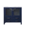 Volez 36W x 18.25D Navy Blue Bath Vanity and White Ceramic Top