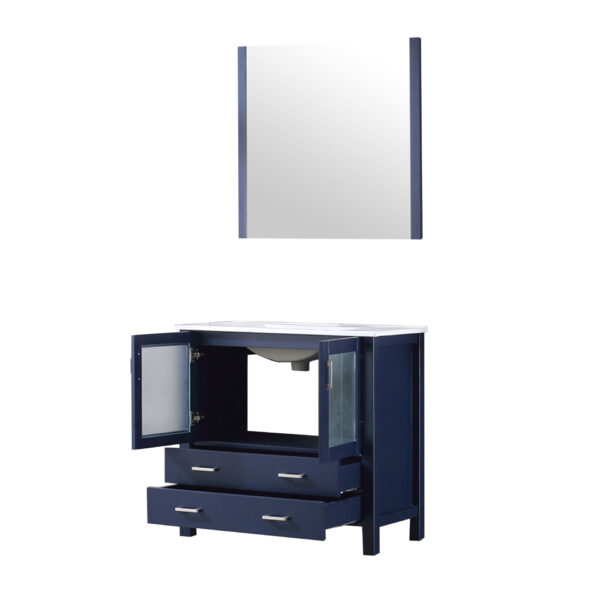 Volez 36W x 18.25D Navy Blue Bath Vanity, White Ceramic Top, and 34Mirror