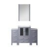 Volez 48W x 18.25D Dark Grey Bath Vanity with Side Cabinets, White Ceramic Top, and 22Mirror