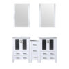 Volez 60W x 18.25D White Double Bath Vanity with Side Cabinet, White Ceramic Top, and 22Mirrors