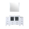 Volez 60W x 18.25D White Bath Vanity with Side Cabinets, White Ceramic Top, and 34Mirror