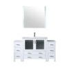 Volez 60W x 18.25D White Bath Vanity with Side Cabinets, Faucet Set, White Ceramic Top, and 34Mirror