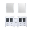 Volez 72W x 18.25D White Double Bath Vanity with Side Cabinets, White Ceramic Top, and 28Mirrors