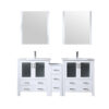 Volez 72W x 18.25D White Double Bath Vanity with Side Cabinets, Faucet Set, White Ceramic Top, and 28Mirrors