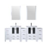 Volez 84W x 18.25D White Double Bath Vanity with Side Cabinets, Faucet Set, White Ceramic Top, and 22Mirrors