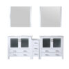 Volez 84W x 18.25D White Double Bath Vanity with Side Cabinet, White Ceramic Top, and 34Mirrors