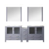 Volez 84W x 18.25D Dark Grey Double Bath Vanity with Side Cabinet, White Ceramic Top, and 34Mirrors