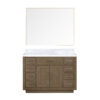 Abbey 48W x 22D Grey Oak Single Bath Vanity, Carrara Marble Top, and 46Mirror