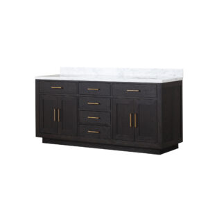 Abbey 72W x 22D Black Oak Double Bath Vanity and Carrara Marble Top