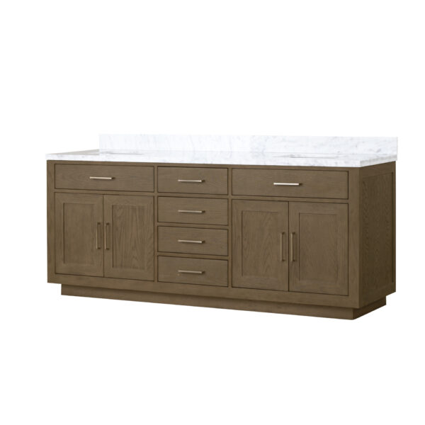 Abbey 80W x 22D Grey Oak Double Bath Vanity and Carrara Marble Top