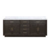 Abbey 84W x 22D Brown Oak Double Bath Vanity and Carrara Marble Top