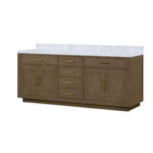 Abbey 84W x 22D Grey Oak Double Bath Vanity and Carrara Marble Top