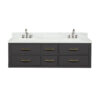 Castor 60W x 22D Black Double Bath Vanity, Carrara Marble Top, and Faucet Set