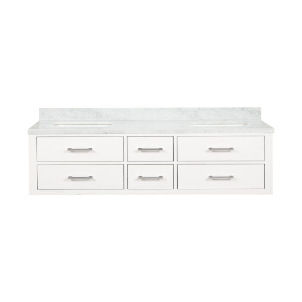 Castor 72W x 22D White Double Bath Vanity and Carrara Marble Top