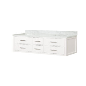 Castor 72W x 22D White Double Bath Vanity and Carrara Marble Top