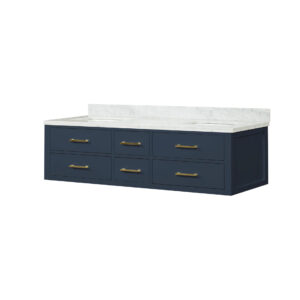 Castor 72W x 22D Blue Double Bath Vanity and Carrara Marble Top