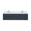 Castor 72W x 22D Blue Double Bath Vanity, Carrara Marble Top, and Faucet Set