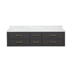 Castor 72W x 22D Black Double Bath Vanity and Carrara Marble Top