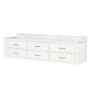 Castor 80W x 22D White Double Bath Vanity and Carrara Marble Top