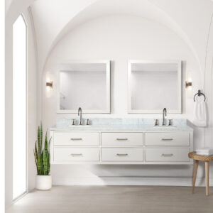 Castor 80W x 22D White Double Bath Vanity and Carrara Marble Top