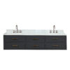 Castor 80W x 22D Black Double Bath Vanity, Carrara Marble Top, and Faucet Set