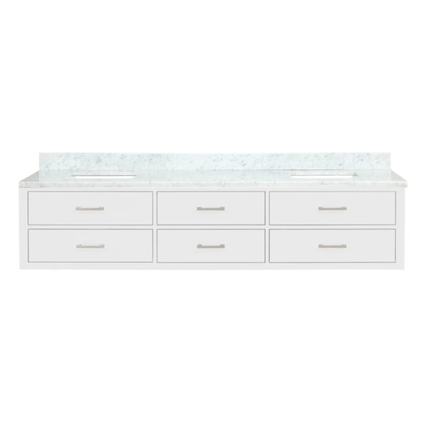 Castor 84W x 22D White Double Bath Vanity and Carrara Marble Top