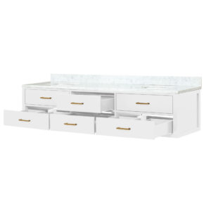 Castor 84W x 22D White Double Bath Vanity and Carrara Marble Top