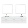 Castor 84W x 22D White Double Bath Vanity, Carrara Marble Top, Faucet Set, and 36Mirrors