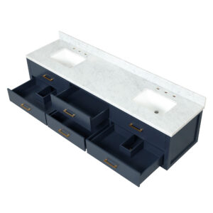 Castor 84W x 22D Blue Double Bath Vanity and Carrara Marble Top