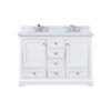 Dukes 48 in. W x 22 in. D White Double Bath Vanity, Carrara Marble Top, and Faucet Set