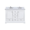 Dukes 48 in. W x 22 in. D White Double Bath Vanity, White Quartz Top, and Faucet Set