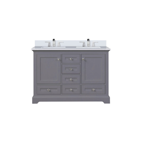 Dukes 48 in. W x 22 in. D Dark Grey Double Bath Vanity, Cultured Marble Top, and Faucet Set