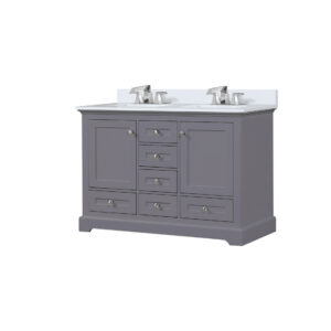 Dukes 48 in. W x 22 in. D Dark Grey Double Bath Vanity, Cultured Marble Top, and Faucet Set