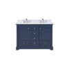 Dukes 48 in. W x 22 in. D Navy Blue Double Bath Vanity, Carrara Marble Top, and Faucet Set