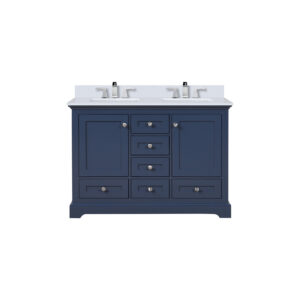 Dukes 48 in. W x 22 in. D Navy Blue Double Bath Vanity, Cultured Marble Top, and Faucet Set