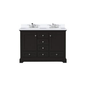 Dukes 48 in. W x 22 in. D Espresso Double Bath Vanity, Cultured Marble Top, and Faucet Set