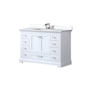 Dukes 48 in. W x 22 in. D White Single Bath Vanity, White Quartz Top, and Faucet Set